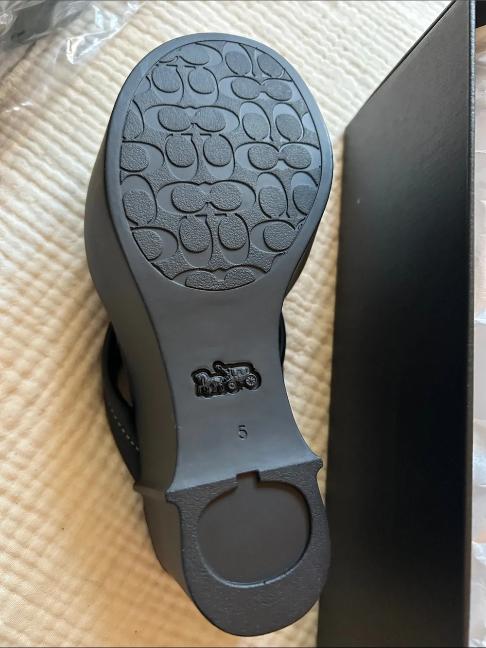 Coach Black Platform Thong Sandals New in Box